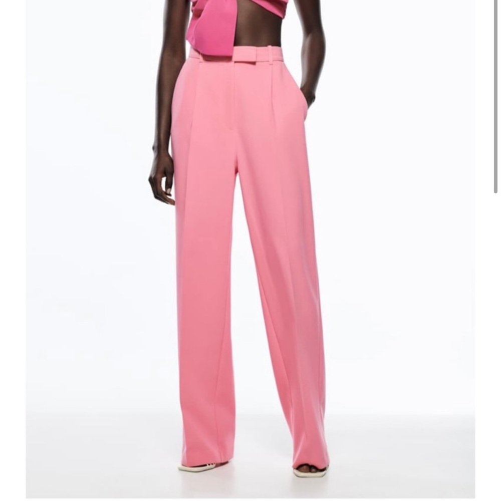 ZARA Wide Leg Menswear Pants Pink